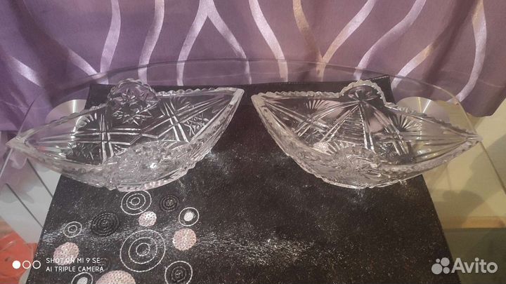 Хрустальный салатник (Лодочка) СССР