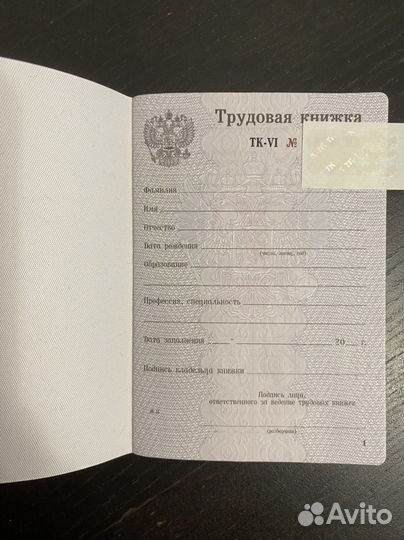 Трудовая книжка ТК 6