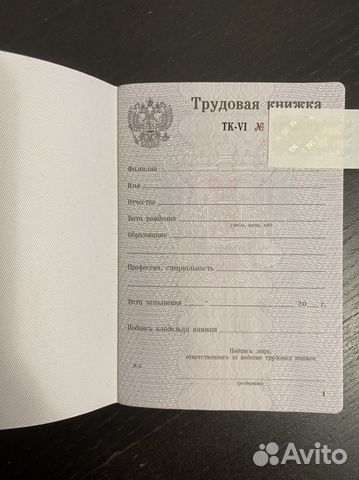 Трудовая книжка ТК 6