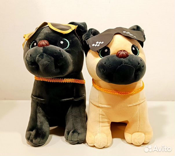 Мягкая игрушка мопс с очками