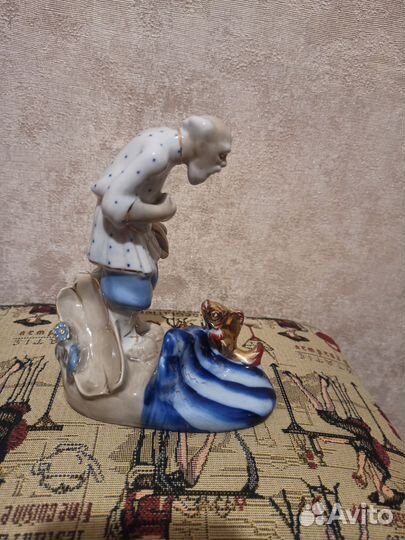Статуэтка гжель СССР Старик и рыбка