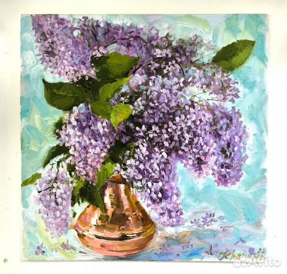 Картина маслом сирень 30*30 см
