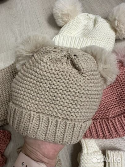 Комплект шапка шарф и варежки на весну