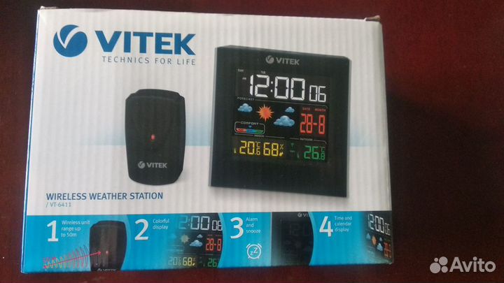 Метеостанция беспроводная Vitek VT-6411 в упаковке