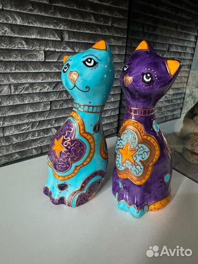 Пара кошечек, статуэтки с ручной росписью
