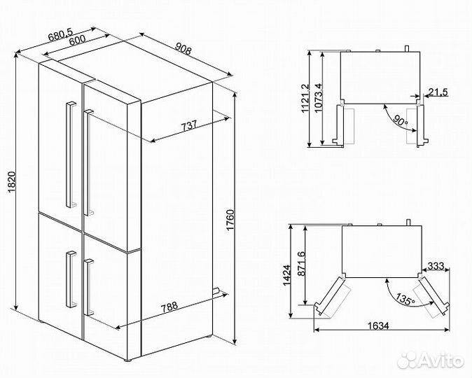 Холодильник smeg FQ60N2PE1