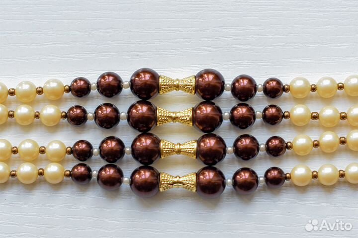 Бусы под жемчуг двойная нить 27 см. Бижутерия СССР