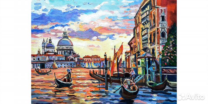 Картина маслом Вечерняя Венеция холст 30см на40см