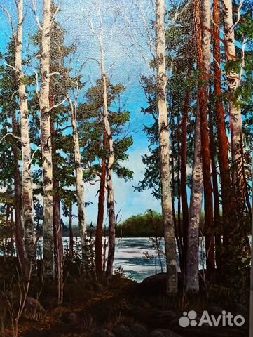 Картина Весенний пейзаж. Тает лёд