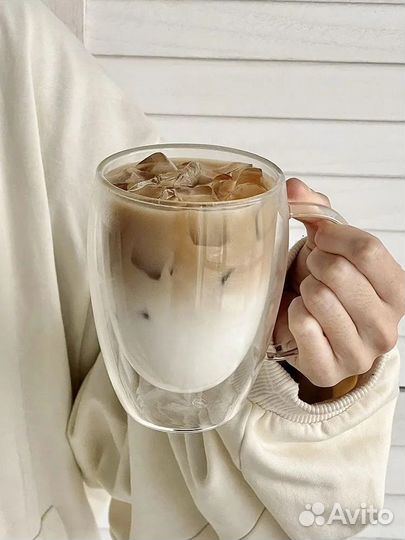 Стеклянная кружка 300мл с двойными стенками