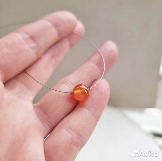 Сердолик чокер с сердоликом оранжевый камень