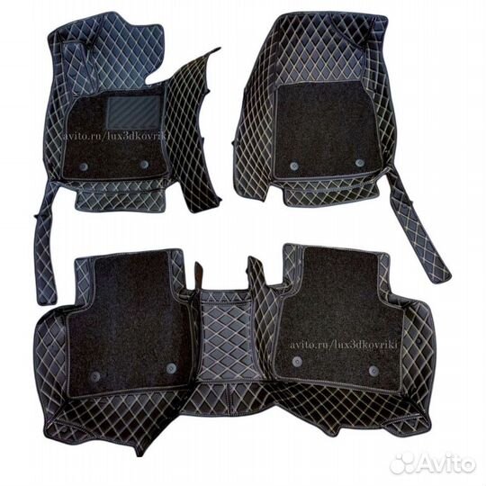 Коврики премиум Lexus GS (3) +ворсовые. Чёрн/беж