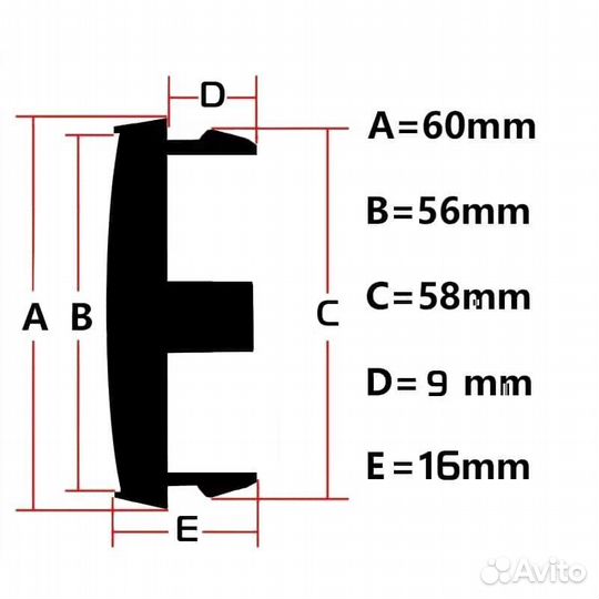 Колпачок ступицы Toyota 60/57 черный TechLine кик