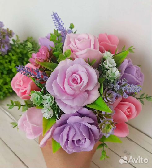 Букет из мыльных роз