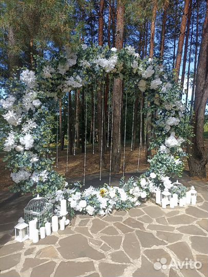 Арка на регистрацию, свечи, цветы, огни