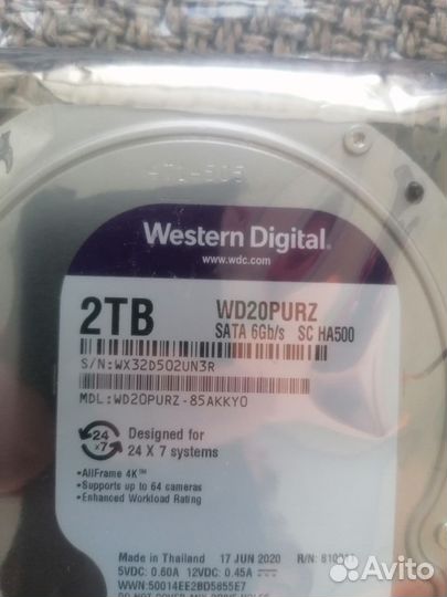 Жесткий диск western digital purple wd20purz