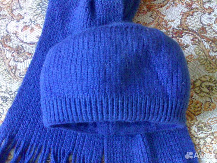 Шапка р. 50-52 и шарф вязаные и шапка р.56