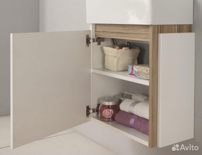 Тумба с раковиной aquaton Эклипс М светлый эбони L