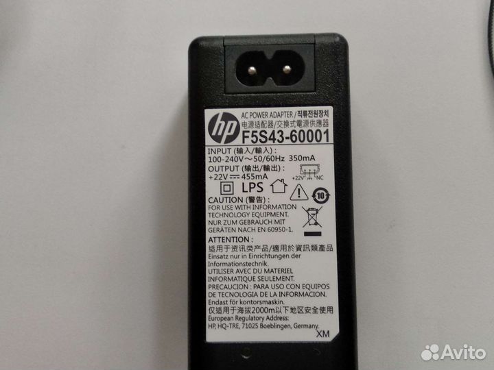 Блок питания для принтера hp 22вольта,455 mA