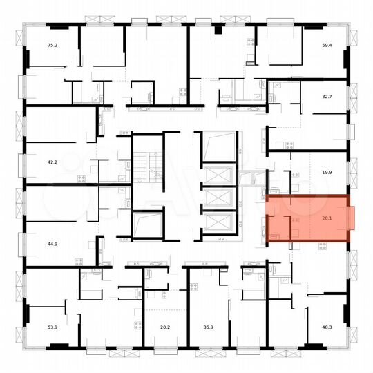 Квартира-студия, 20,1 м², 20/23 эт.