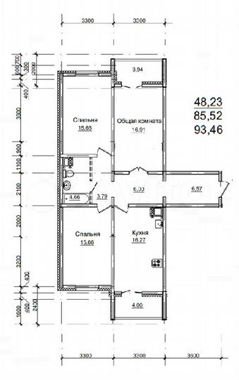 3-к. квартира, 93,5 м², 10/22 эт.