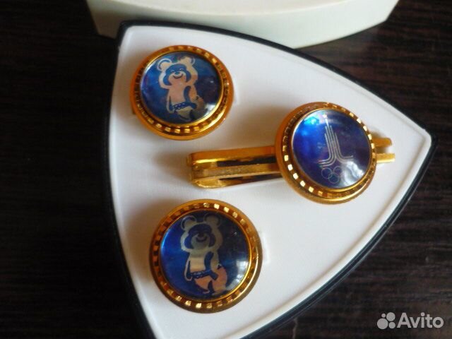 Набор запонки + зажим для галстука Олимпиада 80