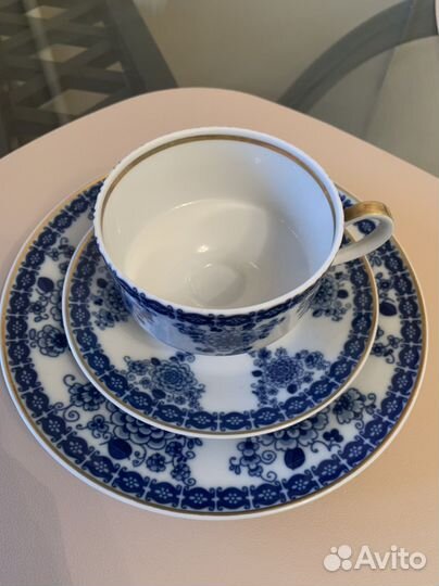 Антиквариат Чайная тройка Echt Kobolt Made in GDR