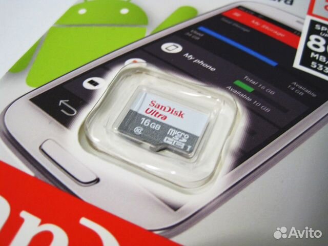 Карта памяти флешка SanDisk Ultra microsdhc 16 Gb