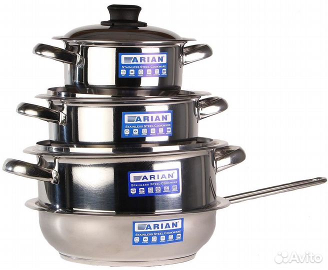 Набор 3 Кастрюли + Сковорода из нержавейки