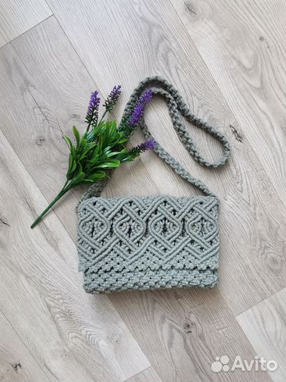Сумка плетеная макраме кросс боди