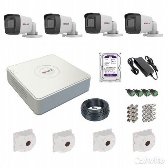 Комплект видеонаблюдения 4 камеры 2 Мп (1920х1080)