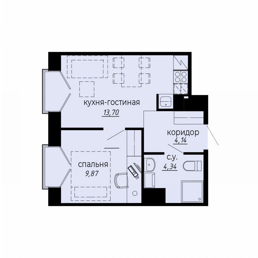 1-к. апартаменты, 32,1 м², 6/10 эт.