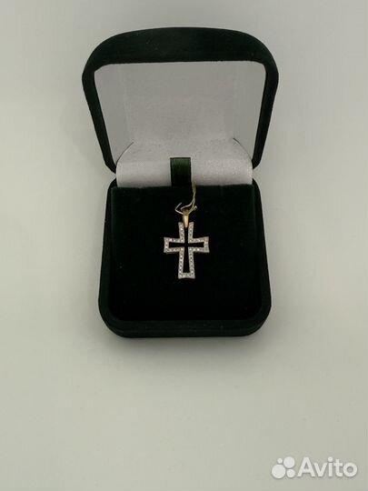 Подвеска крест из золота 585 пробы с бриллиантами