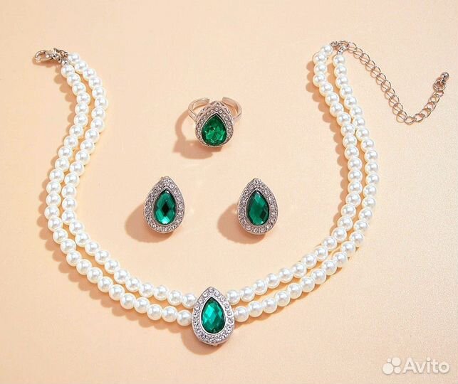 Серьги колье и кольцо бижутерия Комплект