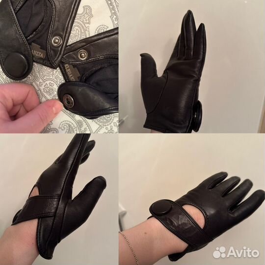 Перчатки женские кожаные черные