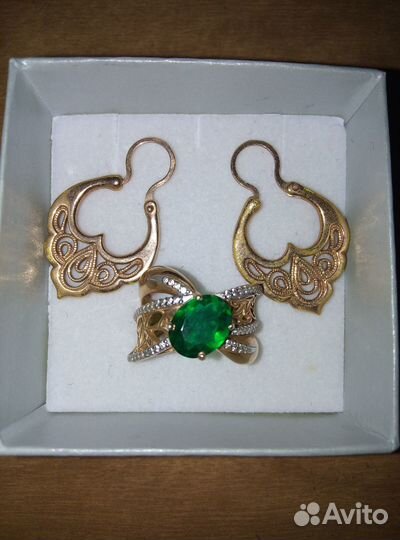 Серебряное кольца, серьги