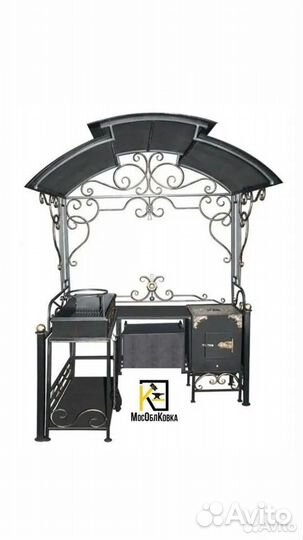 Мангал с крышей и жаровней