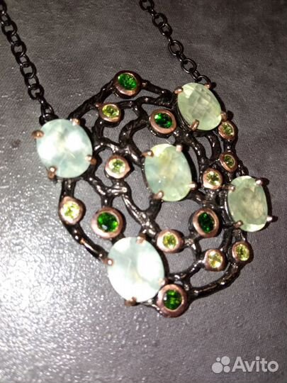 Ожерелье серебро 925, пренит