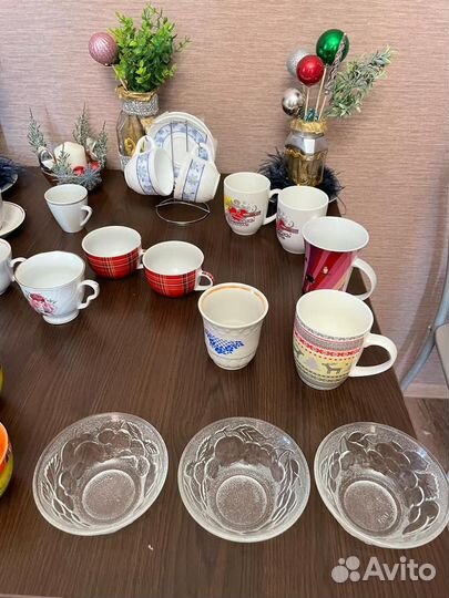 Чайные чашки кружки пары новогодний декор