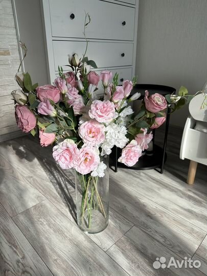 Букет роз эустом и дельфиниум искусственные