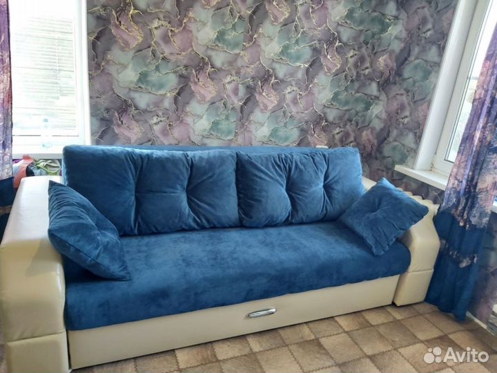 Диван еврокнижка Манчестер велюр с подсветкой