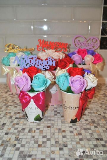 Букеты из мыльных роз