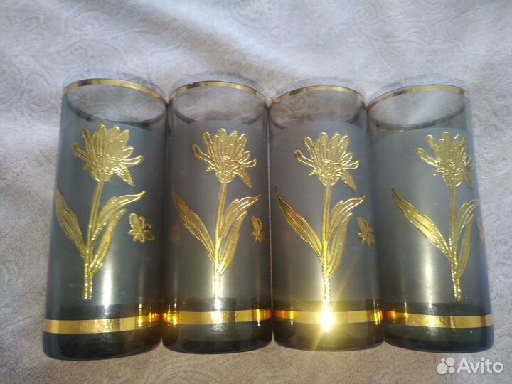 Стакан 4 шт богемское стекло, Чехия, 1977 год