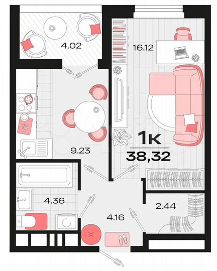 1-к. квартира, 37,7 м², 12/14 эт.