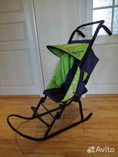 Детские зимние санки-коляска 