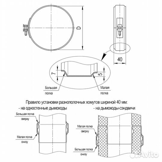 Хомут обжимной ferrum (430/0,5 мм) Ф130