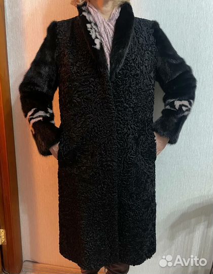 Шуба каракуль с норкой