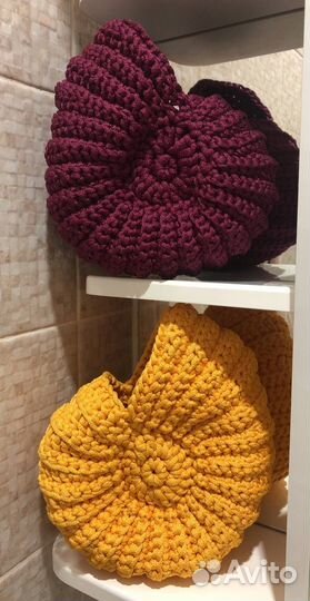 Корзина интерьерная вязанная ракушка Наутилус круг