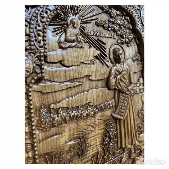 Икона Симеон Верхотурский из массива ясеня