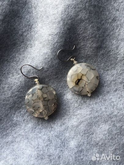 Серьги из обсидиана